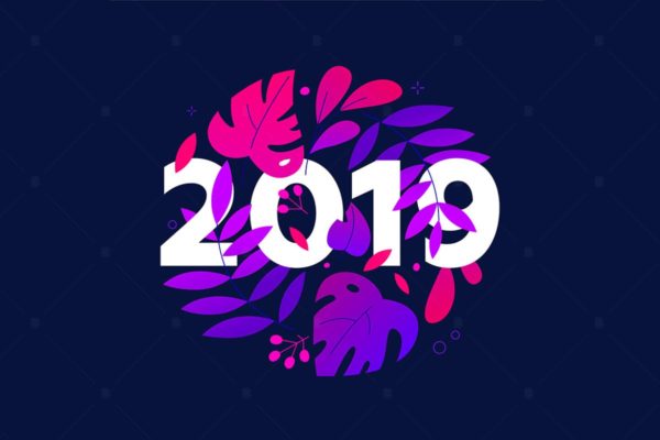 2019年新年扁平化设计风格插画1 Happy New Year – flat design style illustration