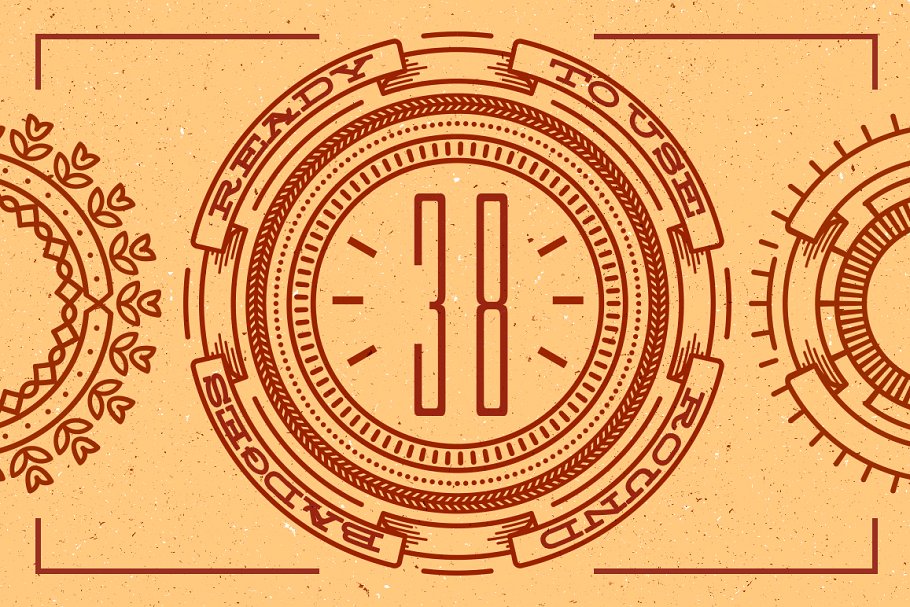 38个齿轮轴徽章线条设计logo模板 38 Line Badges插图