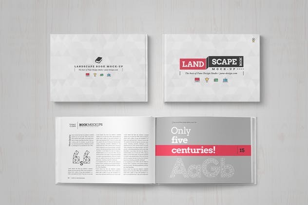 精装企业画册产品目录设计展示样机模板 Landscape Book Mock-Up Set插图(7)