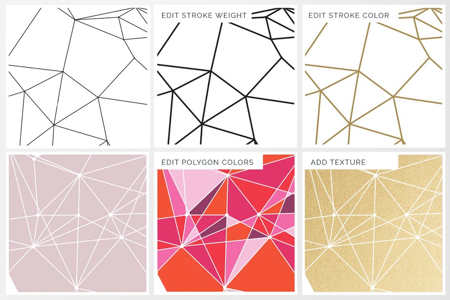 多边形线条矢量图案纹理 Polygon Lines Vector Patterns插图(4)