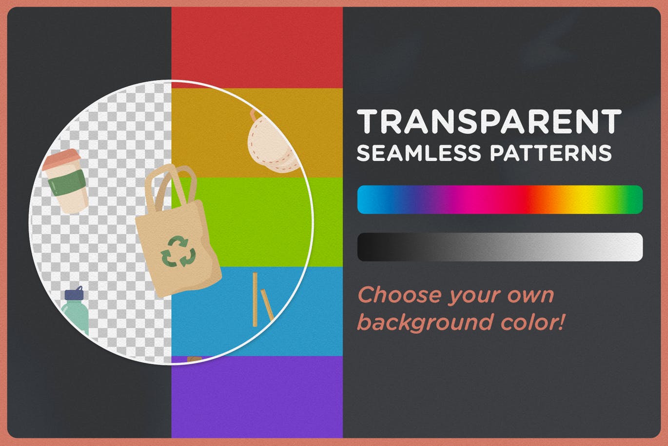 环保餐具环保主义主题无缝图案背景素材库精选 Zero Waste Seamless Patterns插图(2)