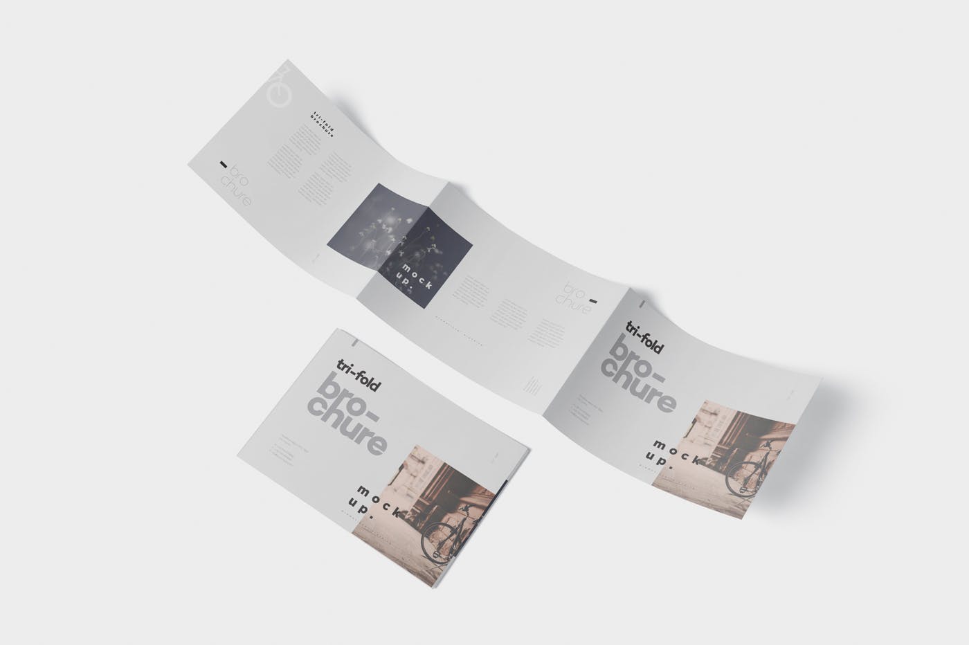 横版设计三折页宣传单效果图样机 Tri-Fold Brochure Mockup in Din A4 A5 A6 Landscape插图(4)