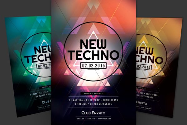 新技术信息科技主题活动海报传单素材库精选PSD模板 New Techno Flyer