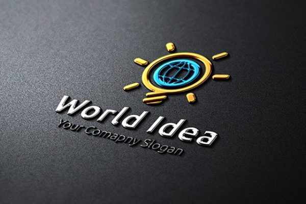 金属及烫金工艺感Logo模板 World Idea