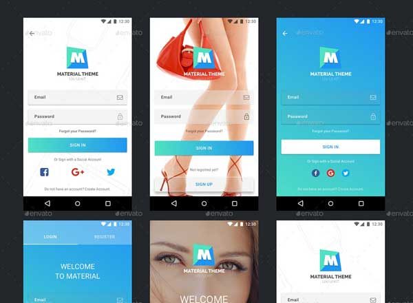 多用途时尚主题安卓应用 UI 套件 Material Theme UX/UI Kit