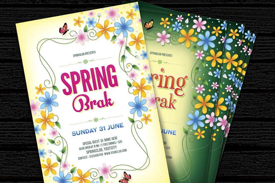 春季旅游活动海报模板 Spring Break / Time Flyer插图(2)