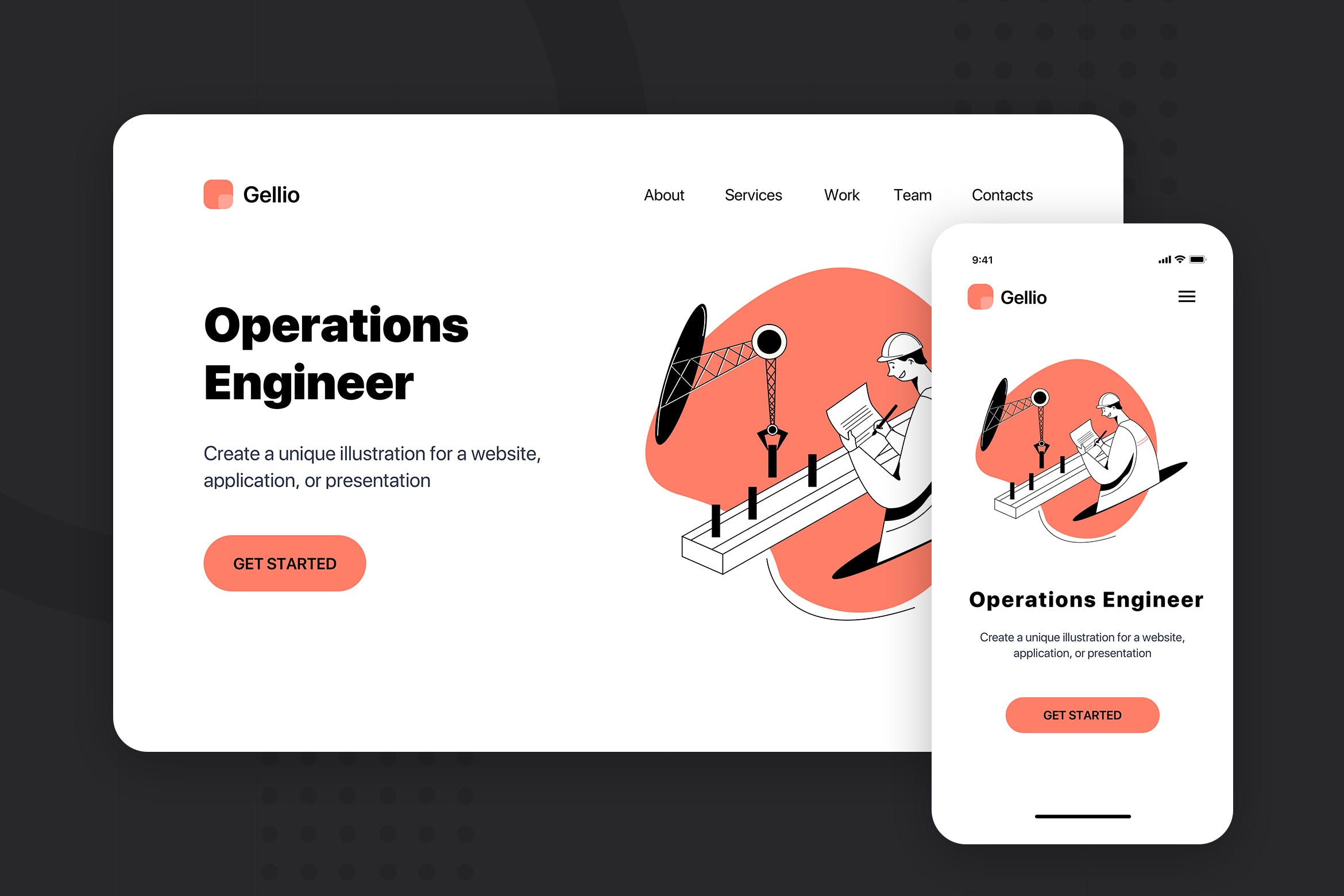 运营工程师主题网站Banner&着陆页设计矢量插画 Operations Engineer – Banner & Landing Page插图