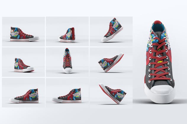 牛仔休闲运动鞋样机模板 Sneakers Mock-Up v1插图(2)