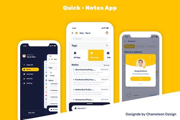 素材库下午茶：工作记事本创意APP UI KIT套装下载[Sketch,fig,XD]