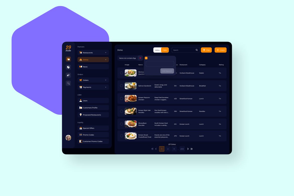 美食主题网站/平台菜谱菜单管理界面UI设计模板 29Foodie Food Admin Dishes Ui – FP插图(3)