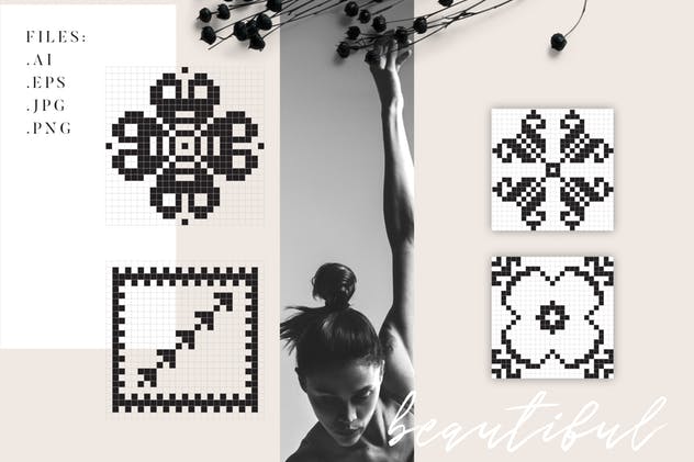 刺绣风格矢量图案 Embroidery Style Vector Patterns插图(7)