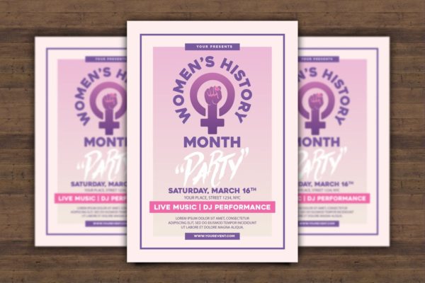 女权主义运动主题传单设计模板 Women’s History Month Flyer
