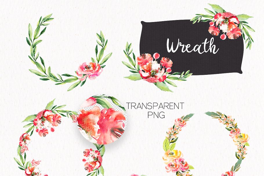 明亮水彩花卉设计元素 Watercolor Bright Flowers插图(2)