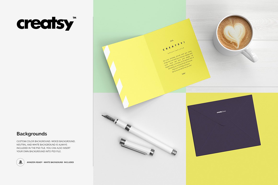 4种不同规格贺卡样机模板 Greeting Cards 4 Sizes Mockup Set插图(5)