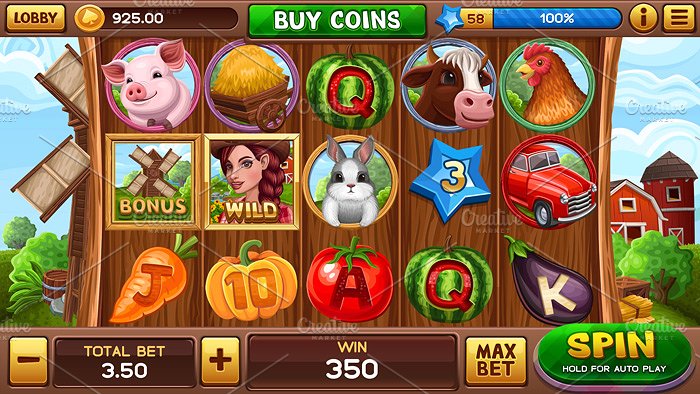 幸运的农场老虎机游戏UI套件插图(2)