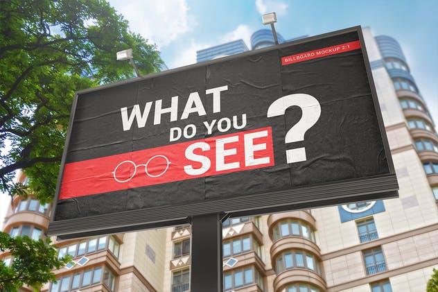 胶合纸效果广告牌样机 Billboard With Glued Paper Effect Mockups插图(2)