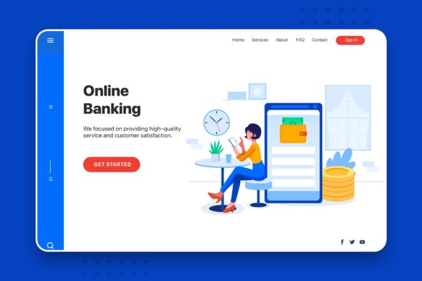 网站Banner&amp;着陆页设计网上银行主题素材库精选概念插画素材 Online Banking – Banner &amp; Landing Page