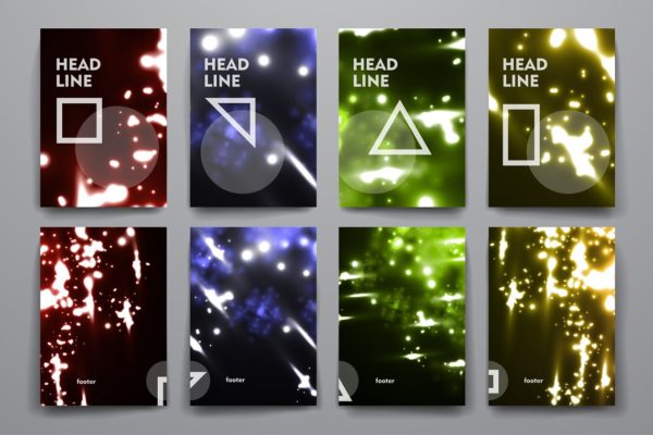 荧光斑驳光点背景画册模板 Set of Abstract Brochures
