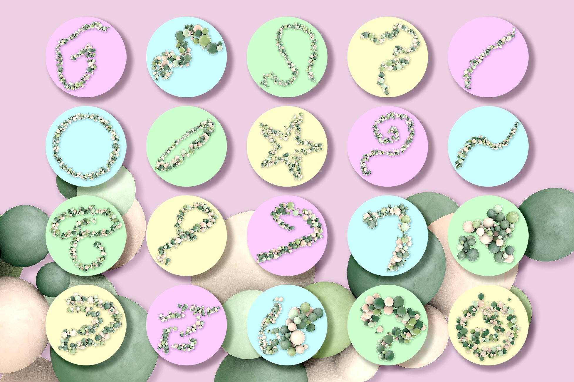 80款彩色球体叠层背景 Spheres插图(4)