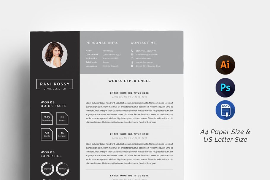 专业高端的简历设计模板 Word Infographic CV插图