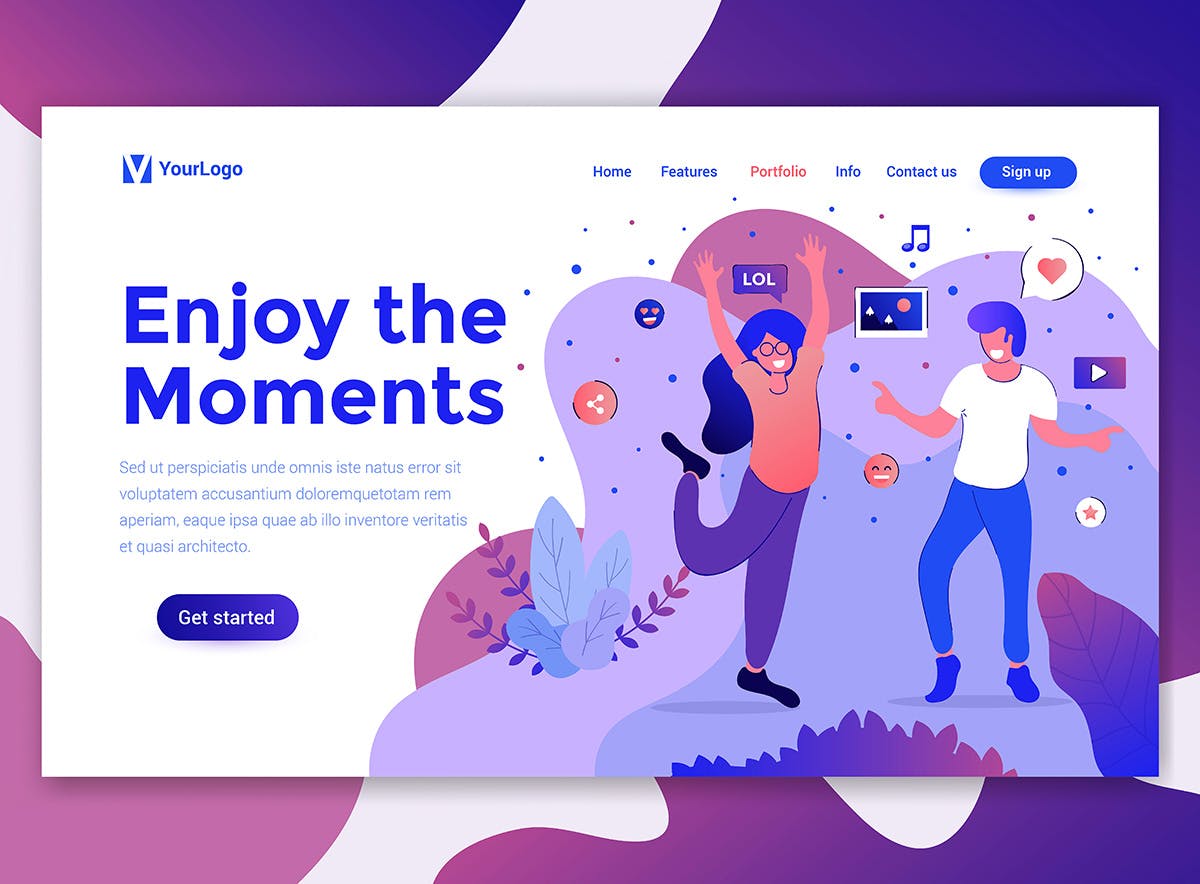 现代扁平化设计风格网站&APP设计素材库精选概念插画合集 Landing page templates kit插图(5)
