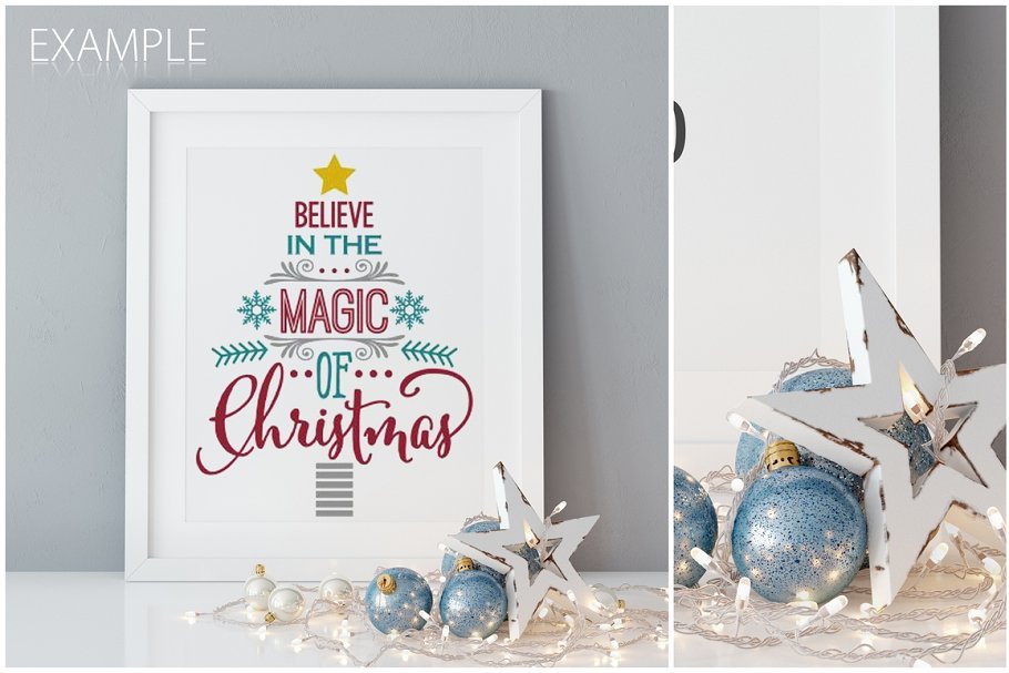 圣诞主题画框相框样机 Christmas Interiors Frame Mockup插图(7)