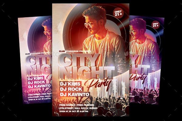 城市夜间派对海报模板下载 City Night Party Flyer[psd]