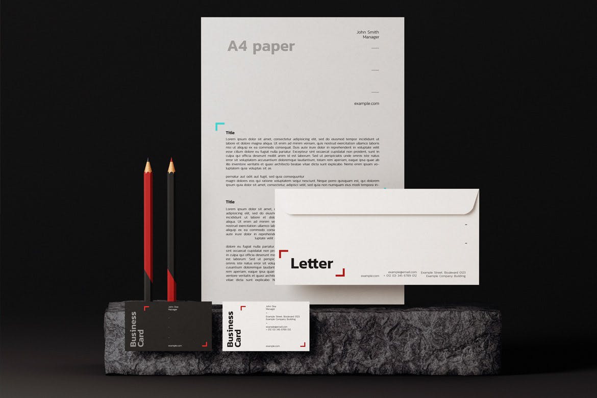 品牌VI设计常用办公用品展示素材库精选模板v3 Stationery Mock-Up Template插图(2)