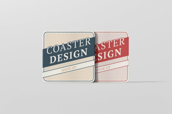 高品质圆角方形杯垫样机 Square Coaster Mock-Up Round Corner