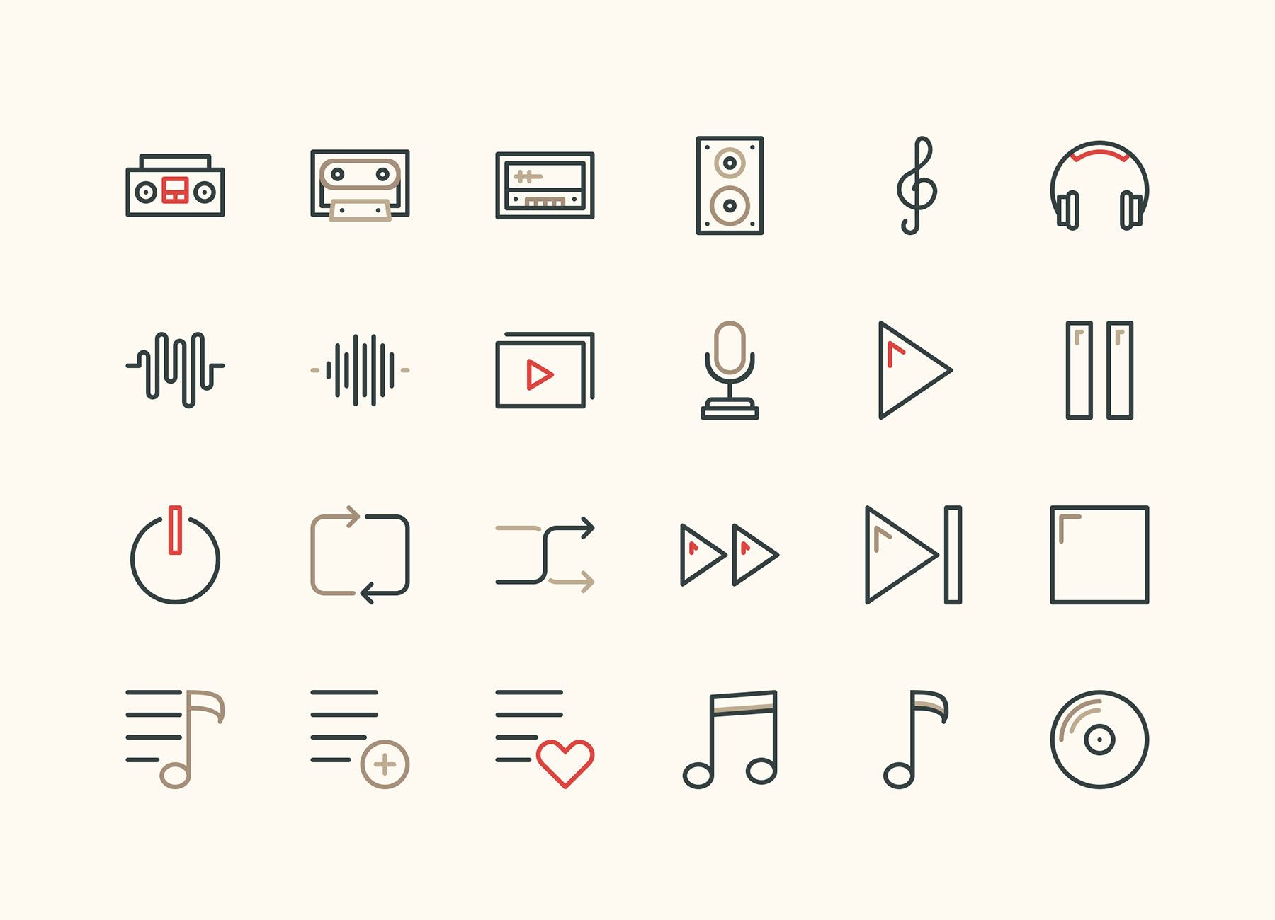 24 枚音乐线性图标