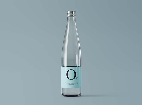 极简设计风格玻璃纯净水矿泉水瓶外观设计图素材库精选 Minimal Glass Water Bottle Mockup