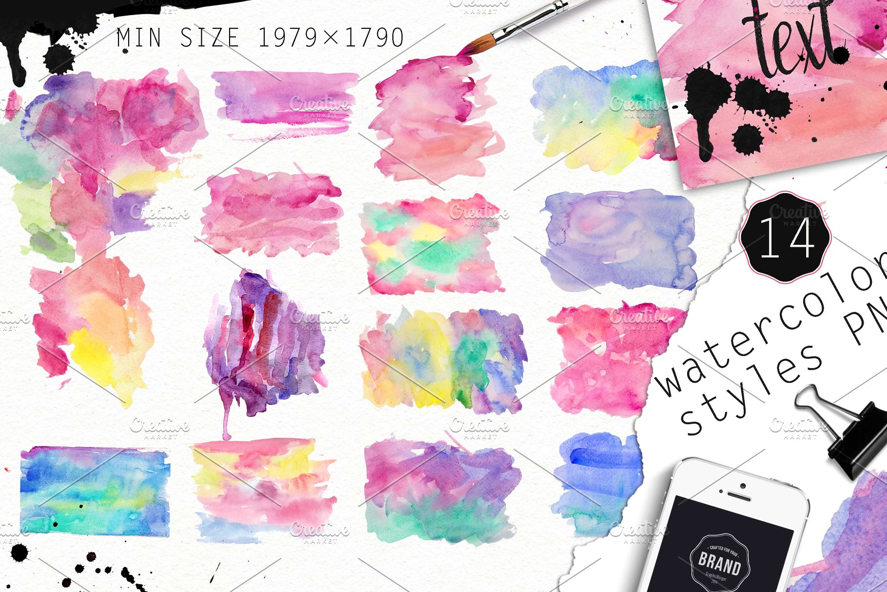 水彩元素插画大礼包[2.67GB] Over 120PNG watercolors插图(10)