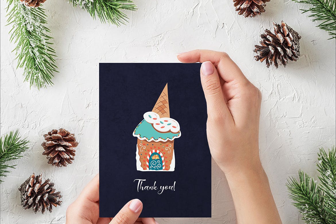 姜饼糖果乐园圣诞节矢量手绘图案背景素材 Gingerbread Candy Land插图(5)