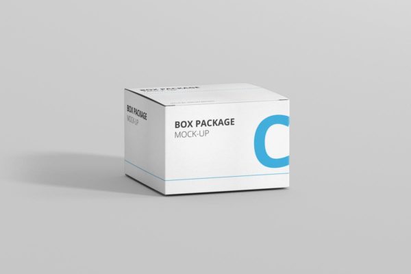 纸质包装盒外观设计样机模板 Package Box Mock-Up – Flat Square