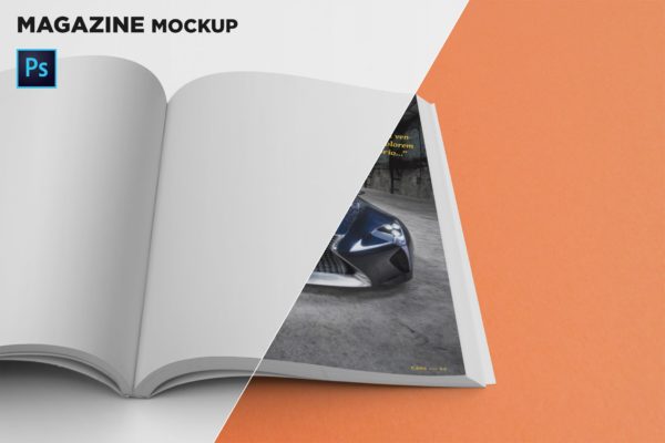 杂志内页排版页面特写预览样机素材库精选 Magazine Mockup Right Page Closeup