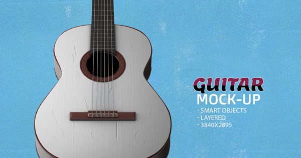 吉他产品外观设计效果图素材库精选模板v3 Guitar Face PSD Mock-up