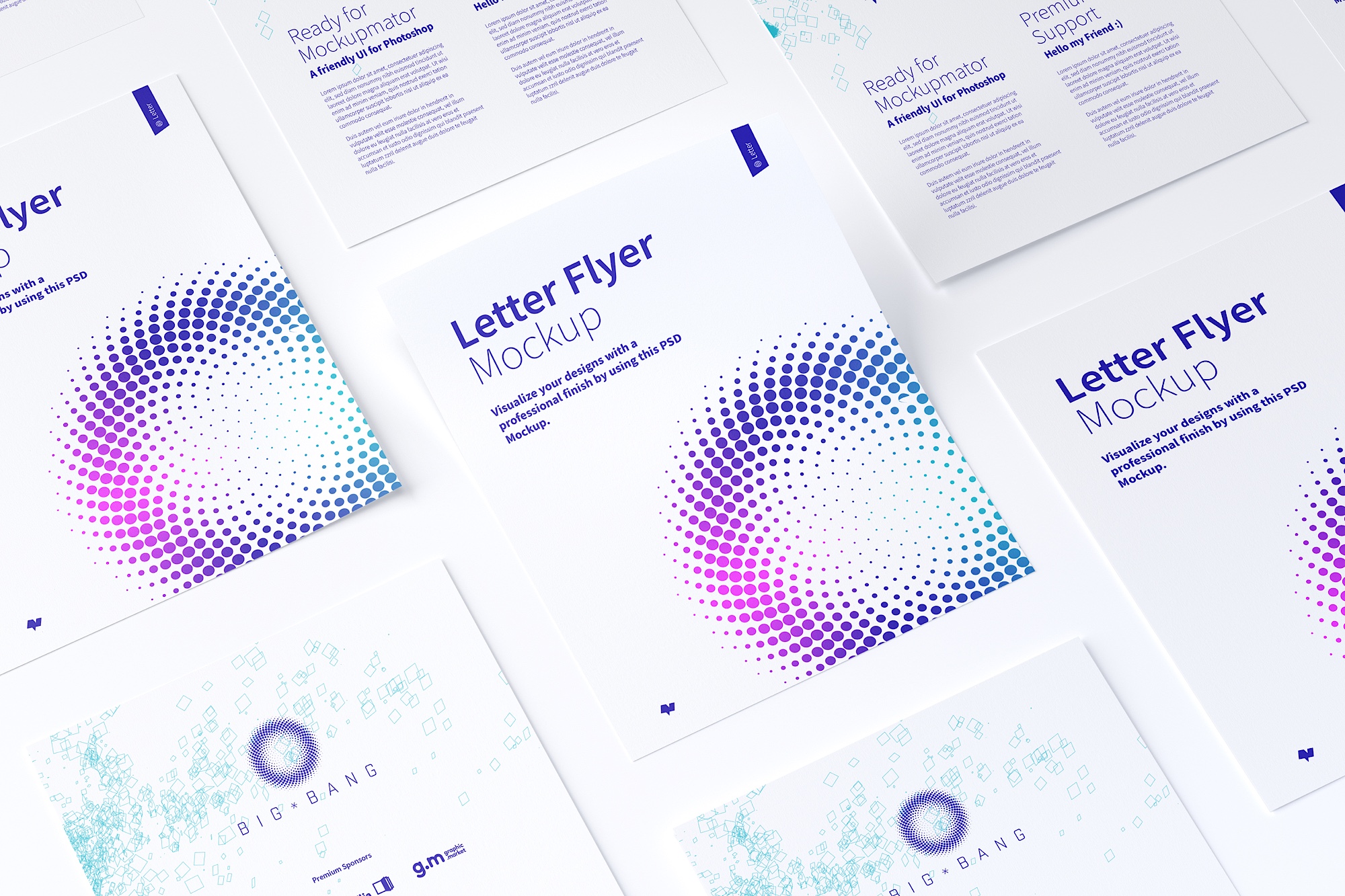 信纸规格传单设计等距样机模板02 Letter Flyer Mockup 02插图