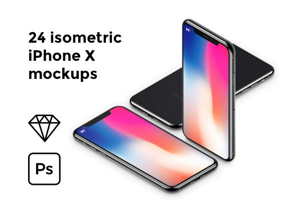 素材库下午茶：有质感的多角度iPhone X样机模型[sketch,PSD]