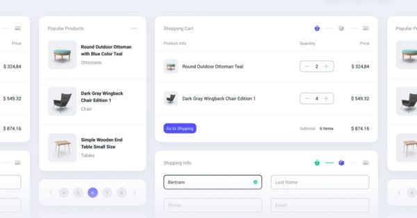 卡片式UI设计套件-网上商城小工具&amp;组件[基础模式] Cards UI Kit – eCommerce Shop Widgets &amp; Components