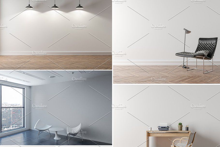 10款室内灯光墙纸墙艺术品场景样机 10 x Simple Interior Backgrounds 01插图(1)