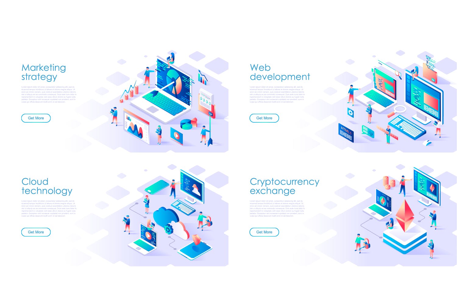 等距扁平化设计概念插画着陆页设计模板 Isometric Flat Design Concept Landing Page插图(3)