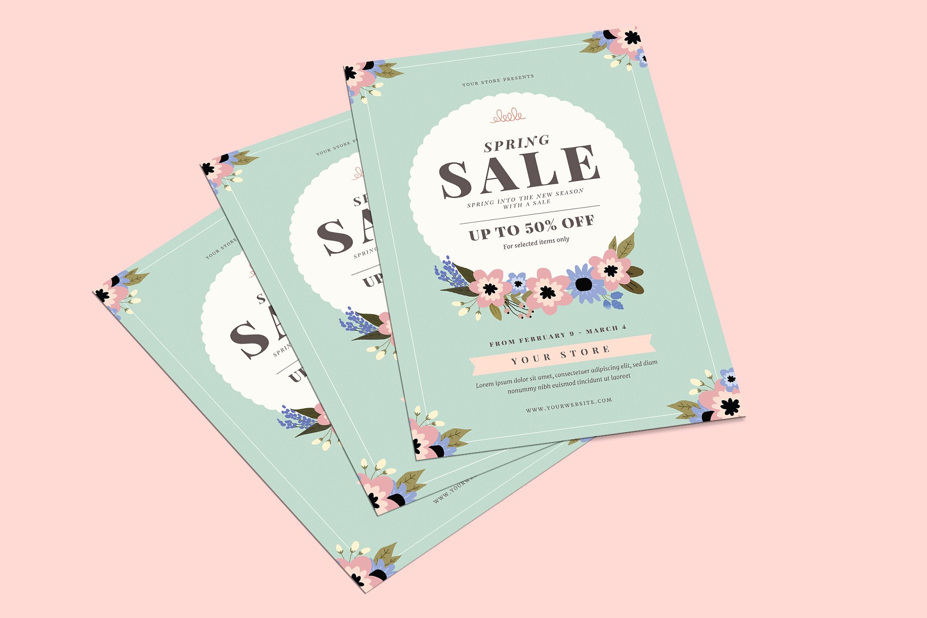 春季销售pop促销广告海报设计模板 Spring Sale Event Flyer插图(1)