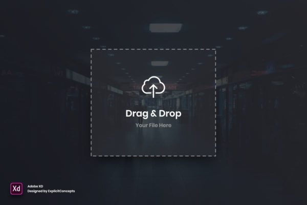 图像拖拽上传小部件UI界面设计 Drag Image Widget – Adobe XD