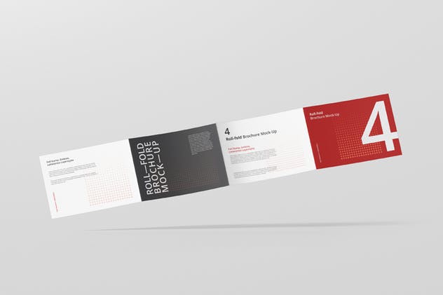 高分辨率折叠传单宣传册样机模板 Roll Fold Brochure Mockup Landscape Din A4 A5 A6插图(4)