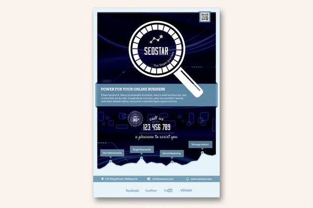 SEO数字营销服务传单设计模板 SEO Star Flyer插图(1)