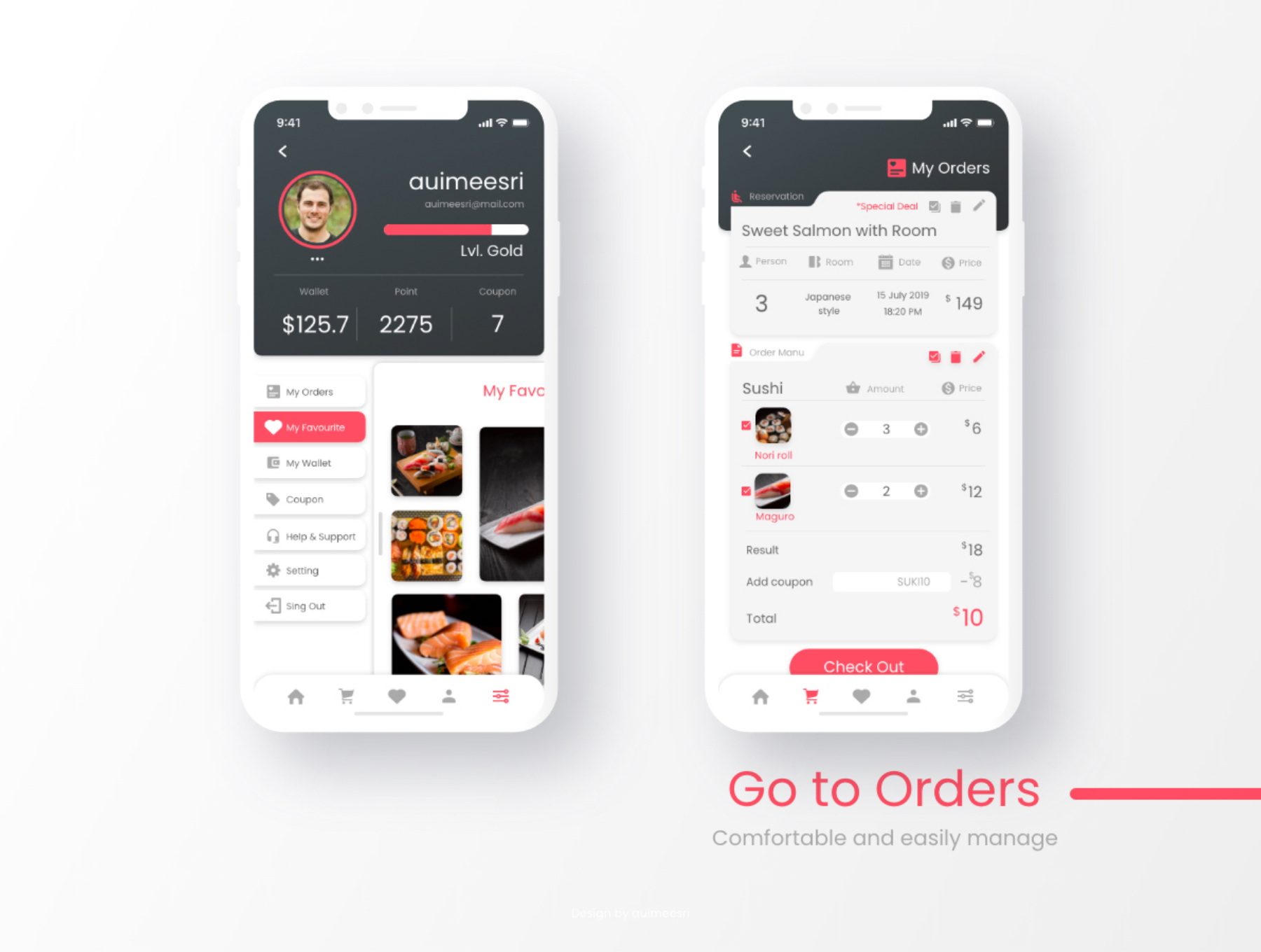 素材库下午茶：精美的寿司美食类iOS APP UI KIT套装下载[XD,Sketch]插图(3)