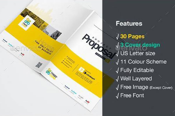专业极简的创意品牌项目建议书模板下载 Proposal [indd]