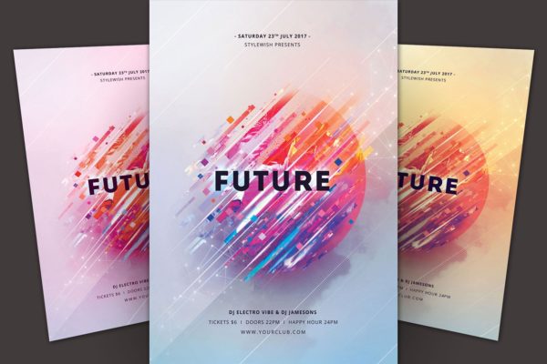 未来音乐印象海报设计模板 Future Flyer Template