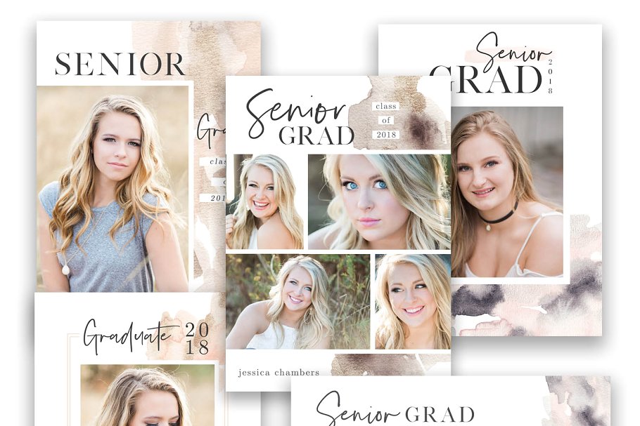 高年级毕业通知卡片模板 Card Template Bundle插图