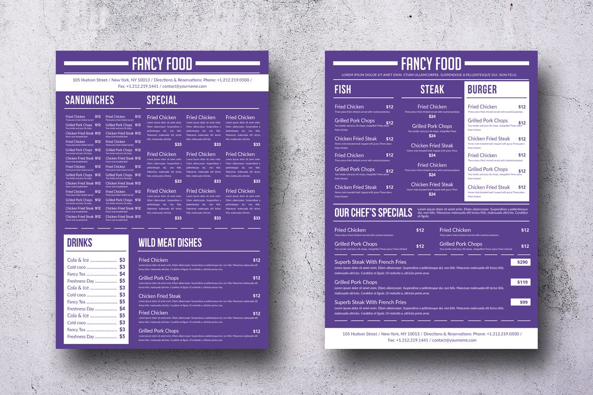 A4纸极简设计风格西式菜单设计模板 Simple A4 Minimal A4 Menu – 13 Color Versions插图(7)